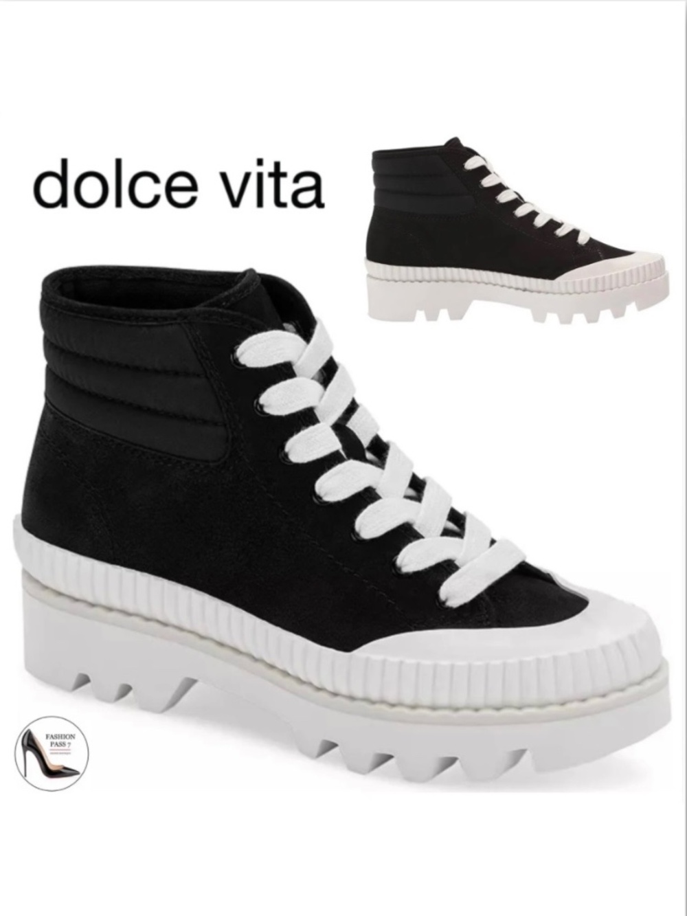 Dolce Vita Ociana high-Top Platform Sneaker Boots Black Suede Lace up Bootie 6.5